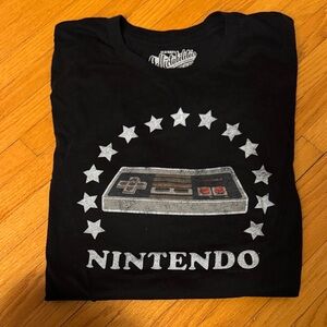 Nintendo Black T-Shirt with Controller and Star Design